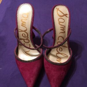 Sam Edelman Red Suede Heels with Sophisticated Straps